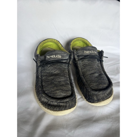 HEY DUDE WALLY YOUTH STRETCH NAVAL SPECKLE Lightweight SlipOn Boys Shoe Sz Y6L7* - Picture 1 of 8